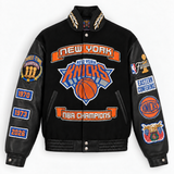New York Knicks 2026 NBA Champions Wool & Leather Jacket Black
