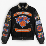 New York Knicks 2026 NBA Champions Wool & Leather Jacket Black