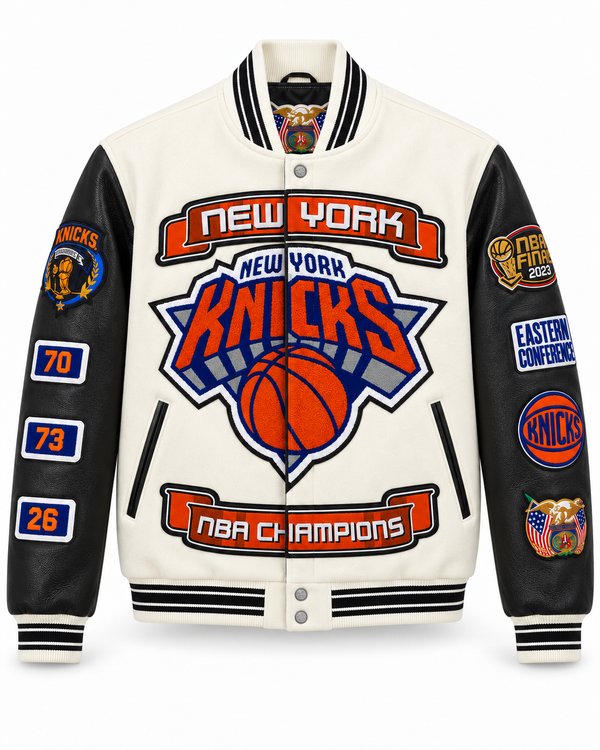 New York Knicks 2026 NBA Champions Wool & Leather Jacket