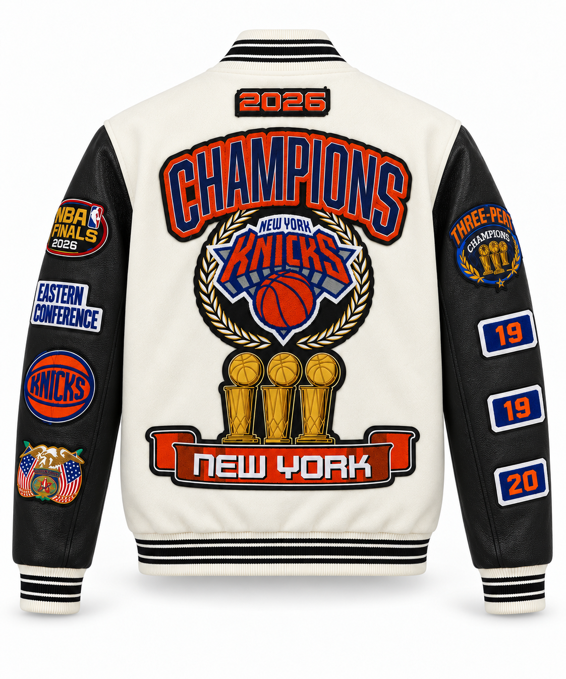 New York Knicks 2026 NBA Champions Wool & Leather Jacket