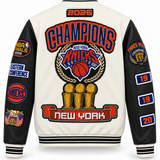 New York Knicks 2026 NBA Champions Wool & Leather Jacket