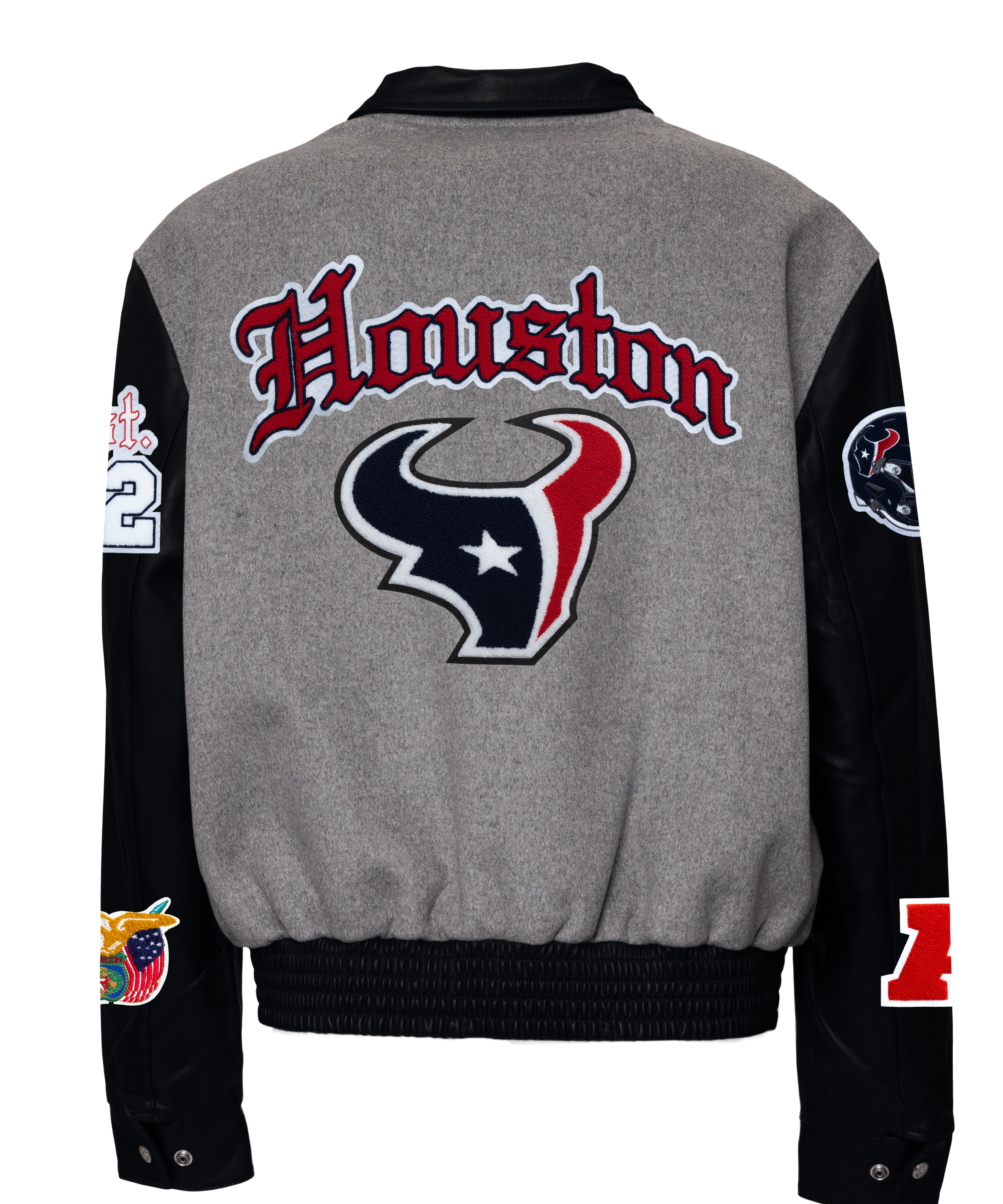 Houston Texans Wool & Leather Old English Varsity Jacket