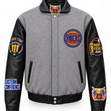 New York Knicks 2026 Champions Wool & Leather Varsity Jacket – Gray, front