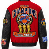 New York Knicks 2026 Champions Wool & Leather Varsity Jacket – Red, back