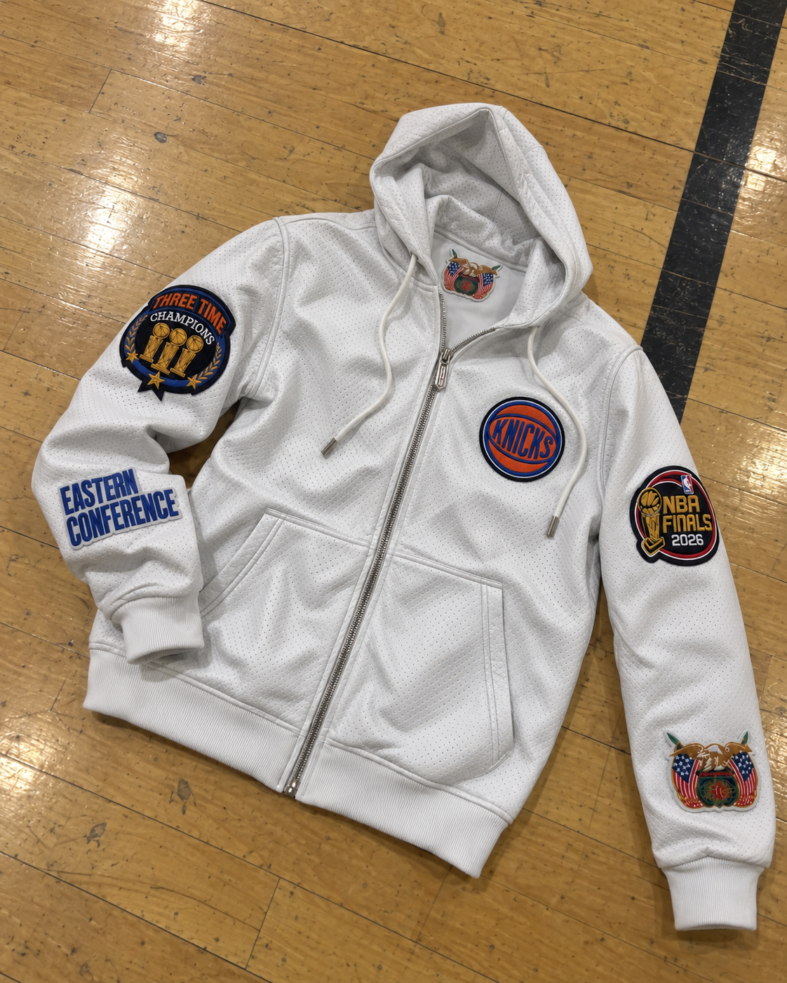 New York Knicks Championship Zip-Up Jacket in white